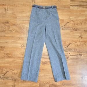 Vintage Wool Trousers High Waist Gray Classic 80s Womens 2 Juniors 7/8 Pants